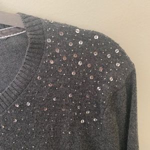 Central Park West Grey Cardigan with Beading